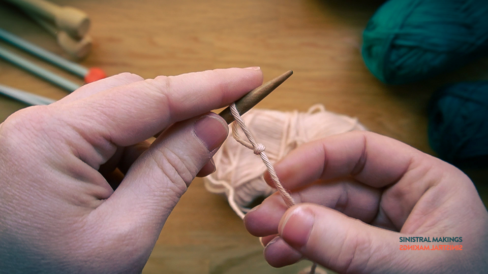 m) insert needle from left to right